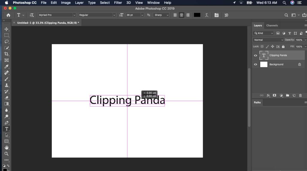 how to center text in photoshop