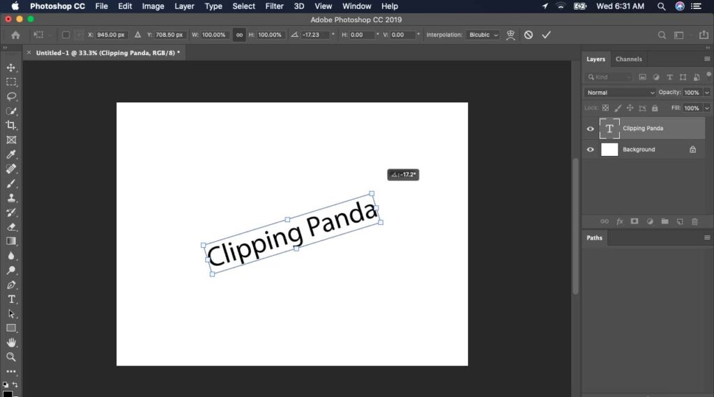 how to rotate text in photoshop