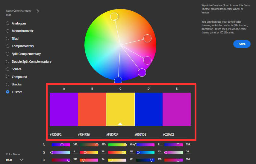 adobe color wheel page