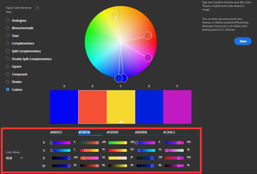 adobe color wheel page