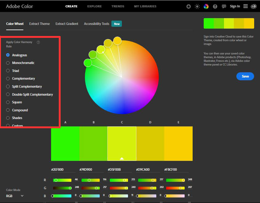 Adobe color wheel for the best presentation
