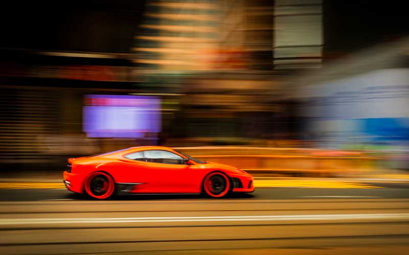 Panning shot of a car